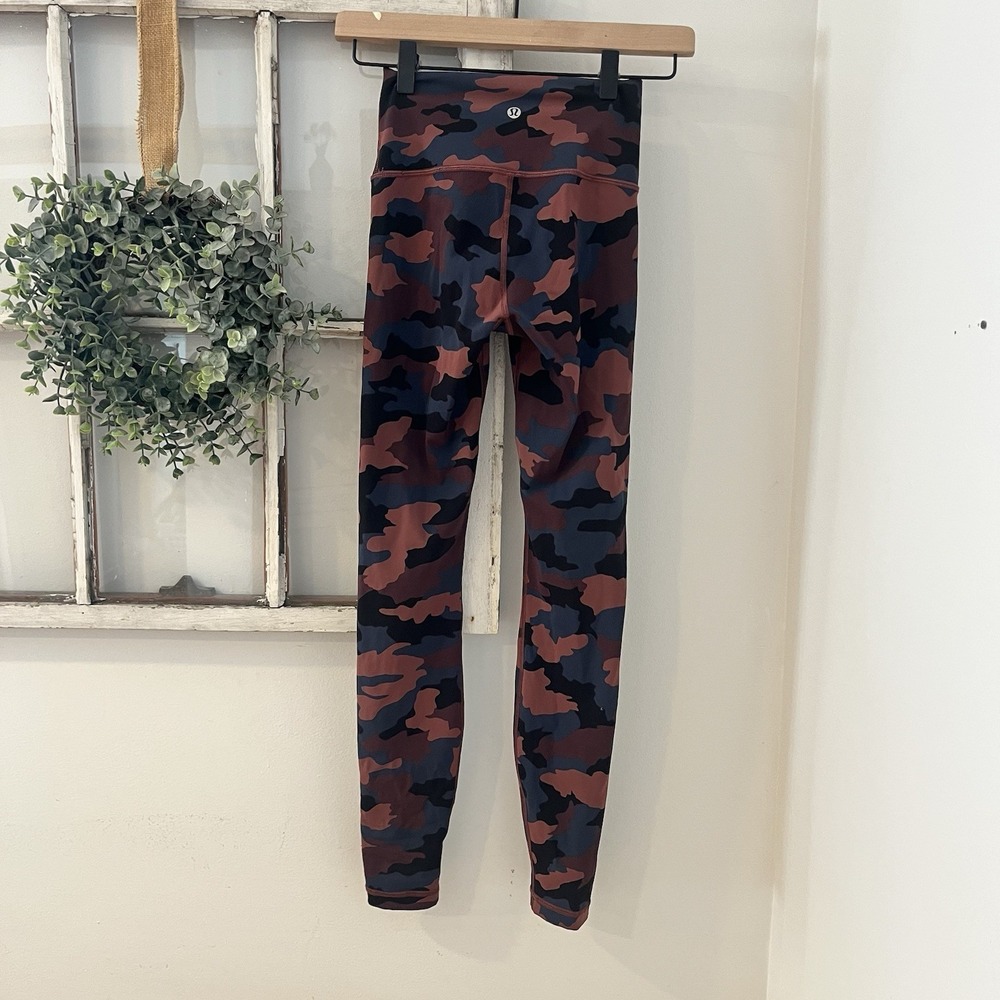 Lululemon Wunder Under Hi-Rise Tights Heritage 365 Camo Smoky Red Night Sea Sz 2 - Picture 2 of 4